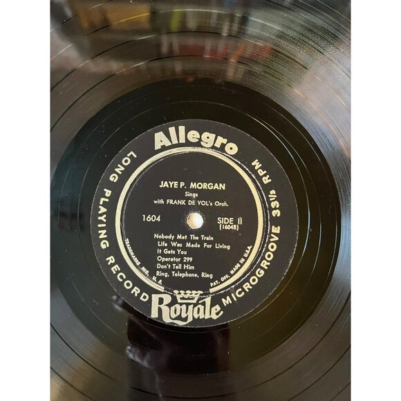 Jaye P. Morgan Sings Vinyl Record 12" 33-1/3 RPM Allegro Royale 1604 Vintage - Picture 7 of 7